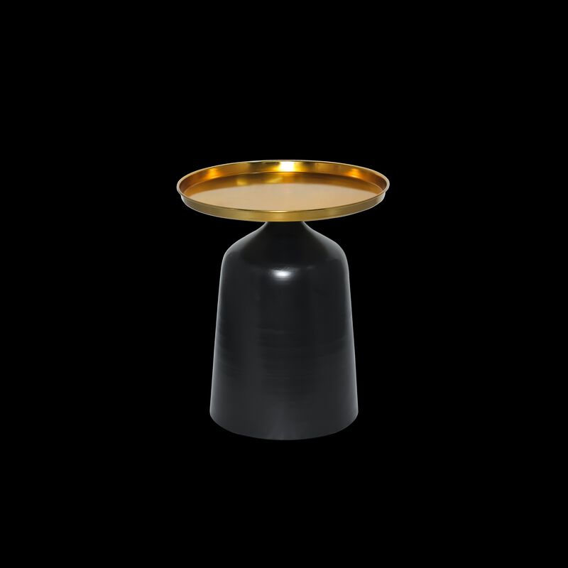 Luxury Metal Pedestal Table with Gold Tray Top & Matte Black Base image number 1