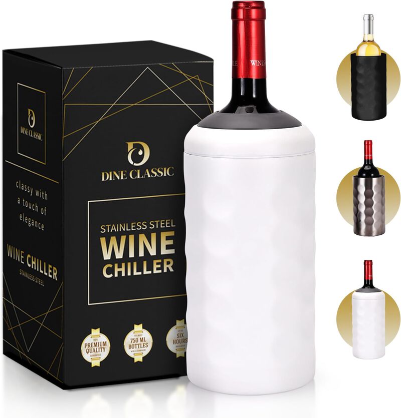 UMIEN | Premium Double Walled Wine Bottle Chiller | 750 mL Vacuum Insulated Wine Cooler