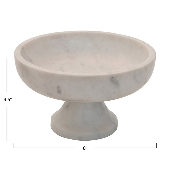 Marble Footed Bowl, White