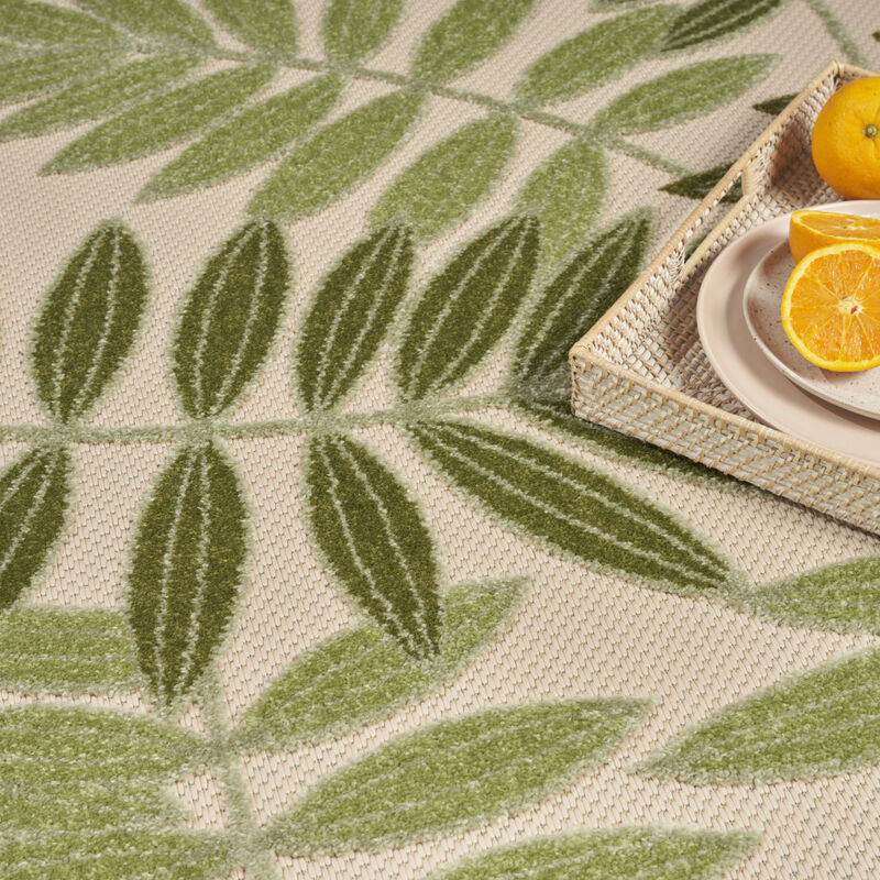 HomeRoots 5' X 8' Ivory And Green Palm Leaf Indoor Outdoor Area Rug image number 5