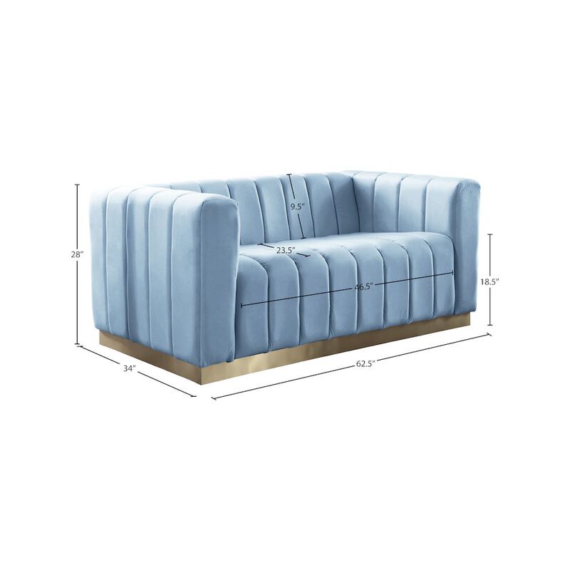 Meridian Furniture Marlon Sky Blue Velvet Loveseat