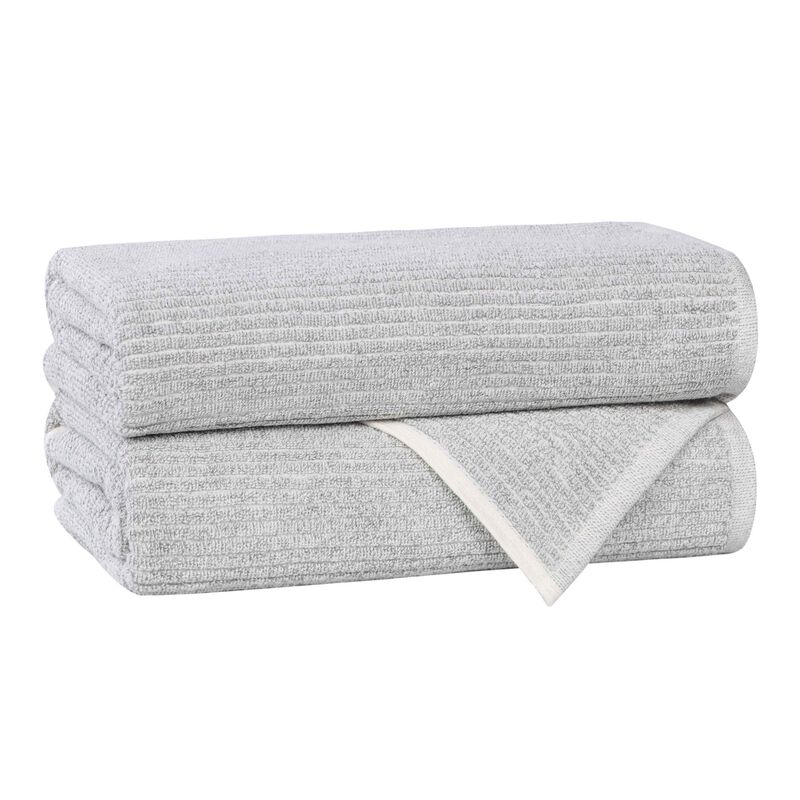 2-Piece Ribbed Bath Towel Set, Medium Weight Cotton Blend for Bathroom image number 0