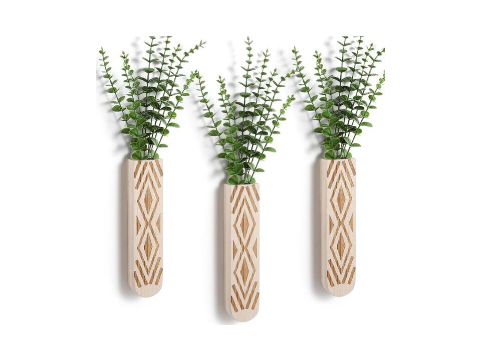 Set of 3 Wood Wall Planters Boho Farmhouse Wall Decor for Plants Display