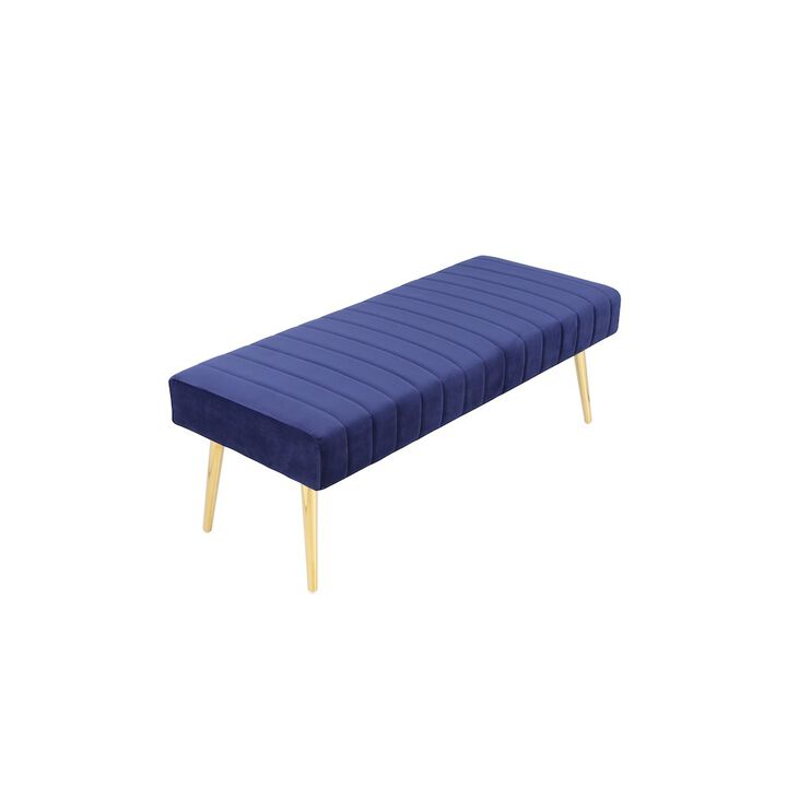 Pangea Home Gold Hilda Bench Velvet Navy