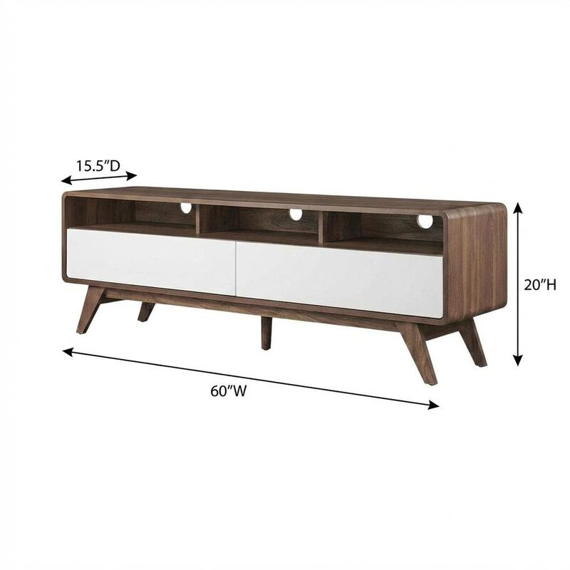 Wooden TV Stand in Brown with Spacious Storage and Sturdy Design image number 2