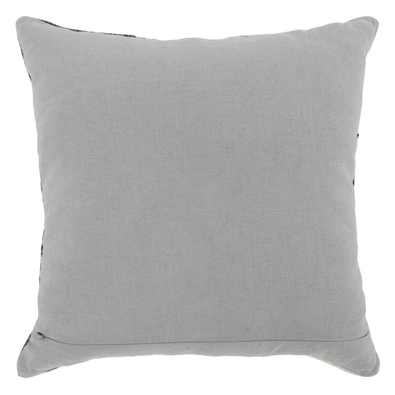 22 Inch Square Accent Throw Pillow, Color Block Pattern, Blue, Gray, White-Benzara
