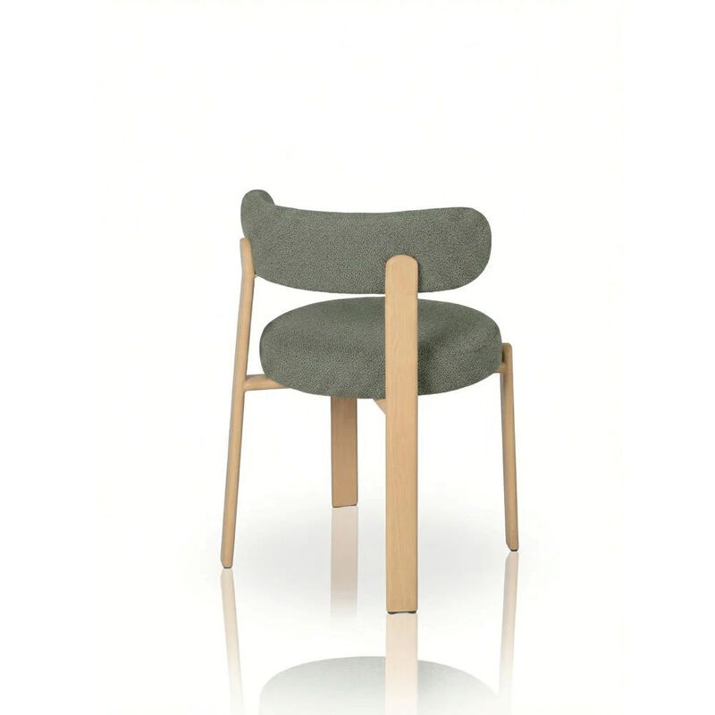 Upholstered Curved Back Wood-look Metal Frame 2pc Dining Chairs image number 2