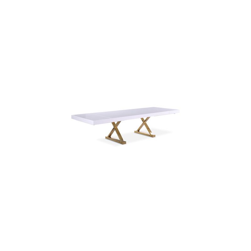 Meridian Furniture Excel White Lacquer Extendable Dining Table