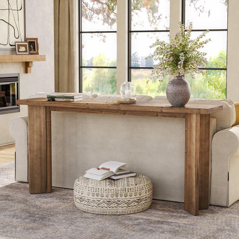 Solid Wood Sofa Console Table for Entryway, Foyer, or Hallway-Natural Wood Color image number 3
