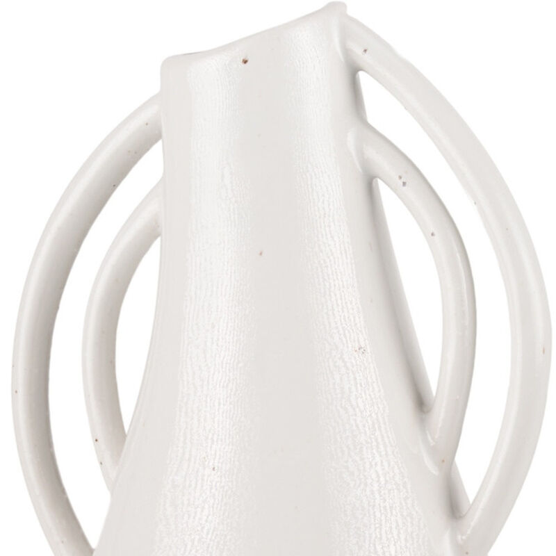 HomeRoots 14" Off White Speckle Ceramic Amphora Table Vase image number 2