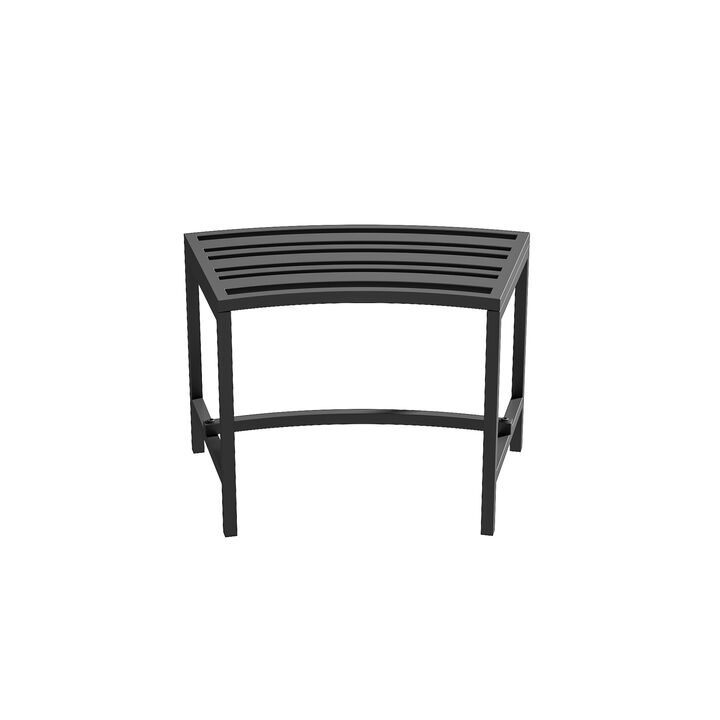 FUFU&GAGA Set of 4 Outdoor Fire Pit Benches &ndash; Black Iron Frame Patio Conversation Chairs, Weather-Resistant Slatted Seats, Stationary Seating for Garden & Backyard, (15.7 in. H x 23.9 in. W x 13.5 in. D), Black
