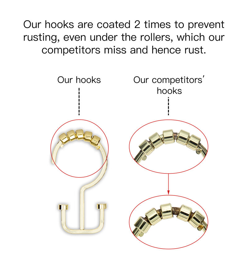 Utopia Alley Rust-Resistant Metal Double Shower Curtain Hooks, Shower Hooks Hangers for Bathroom, Kitchen Utensils, Curtains, Clothing, Towels etc - Set of 12 image number 8