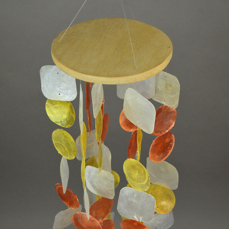 Amber, Yellow and White Capiz Shell Mini Wind Chime Garden Patio Yard image number 4