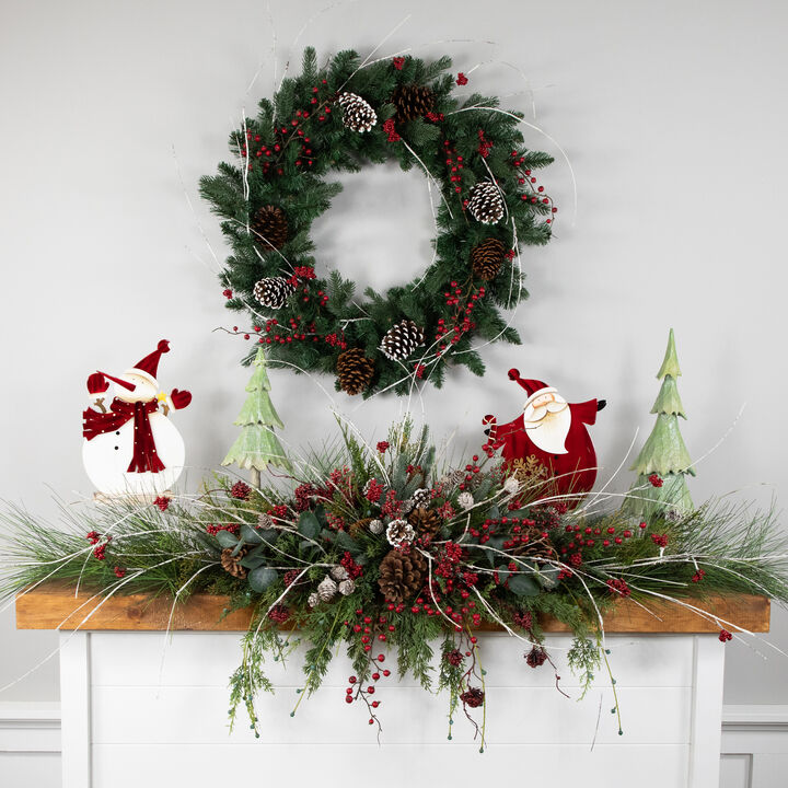 Mixed Eden Pine Artificial Christmas Wreath  30-Inch  Unlit
