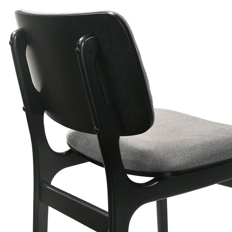 Gray Upholstered Wood Dining Chairs in Black Finish - Set of 2 image number 4