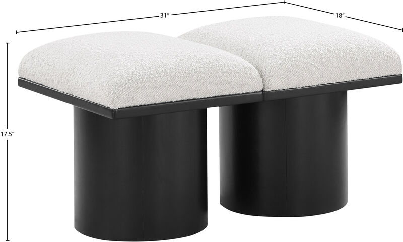 Meridian Furniture Pavilion Cream Boucle Fabric Bench