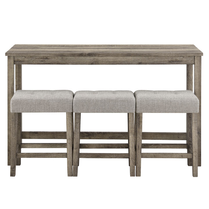 59 in. W Four Leg Wood Dining Table Seats 3