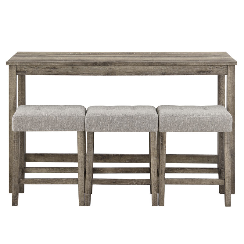 59 in. W Four Leg Wood Dining Table Seats 3