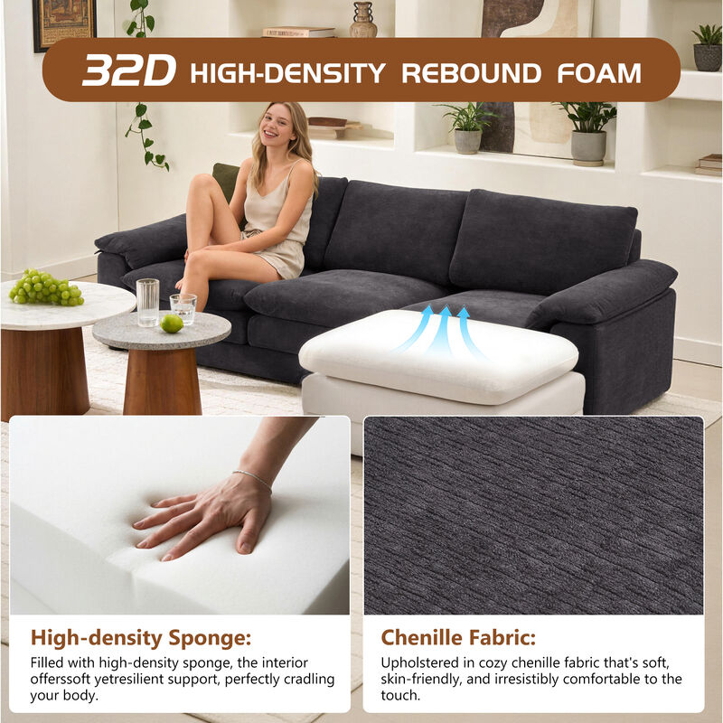 Wafhit L‑Shaped Chenille Sectional Sofa image number 3