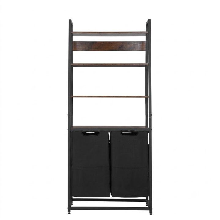 4 Tier Laundry Sorter Hamper with Shelves Hooks and Storage Baskets