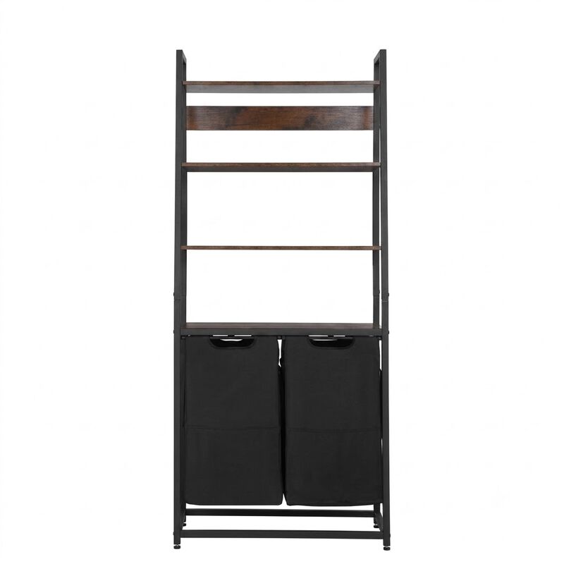 4 Tier Laundry Sorter Hamper with Shelves Hooks and Storage Baskets image number 0