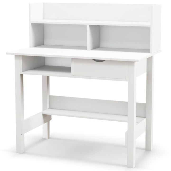 Hivvago Home Office Computer Desk with Storage Shelves and Drawer Ideal for Working and Studying