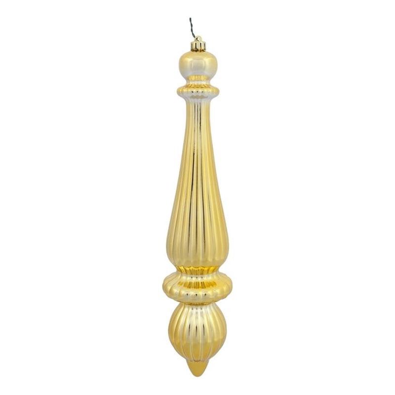 Vickerman 14" Shiny Finial Drop Ornament, Shatterproof Plastic, UV Resistant Christmas Tree Decoration, 2 Pack, Gold image number 3