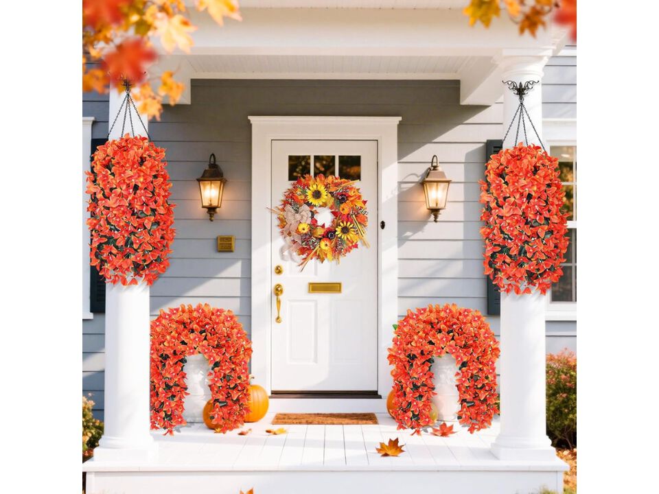 2 Piece Artificial Hanging Bougainvillea Flowers UV Resistant Outdoor Garden