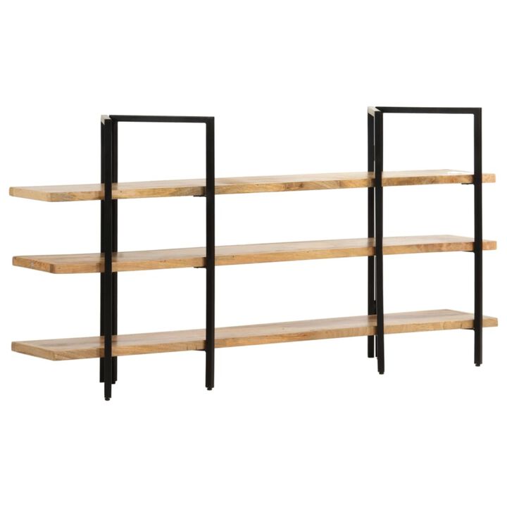 vidaXL Industrial-Style 3-Tier Bookshelf - Solid Mango Wood, Powder-Coated Iron Frame - 63"x12.2"x31.5" - Sturdy and Durable Construction