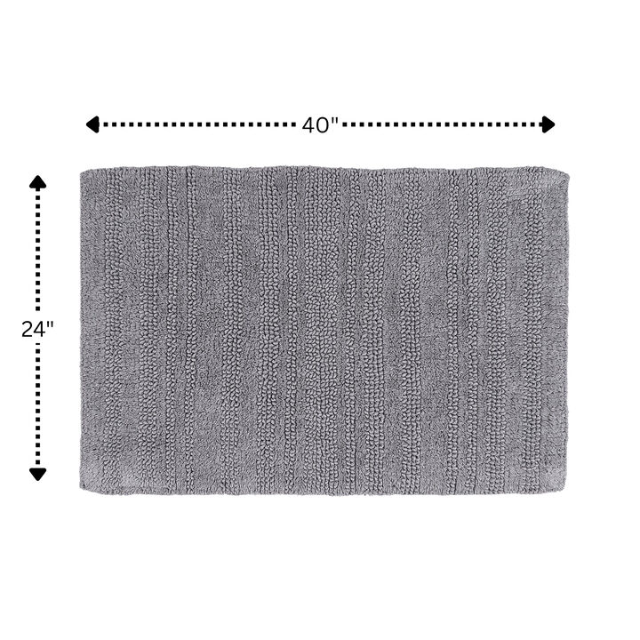 Knightsbridge Luscious Textured Striped All Season Soft Plush Cotton Reversible & Soft Bath Rug