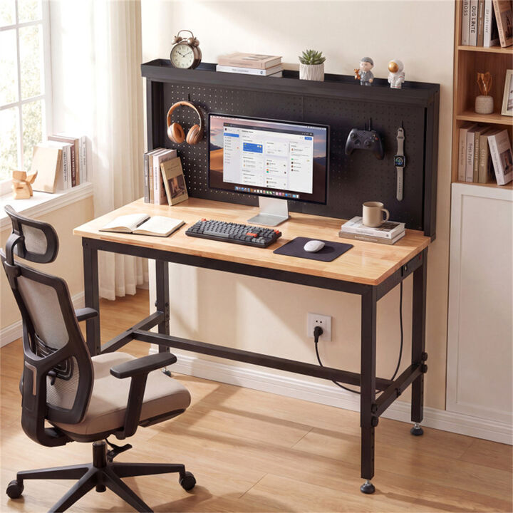 48 Inch Heavy Duty Workbench with AC/USB Outlets and Pegboard