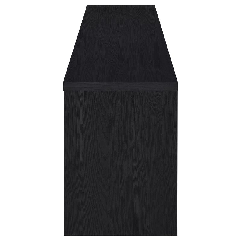 Rutvy TV Stand Media Console with Open Shelves, Black Wood 78 Inch image number 3