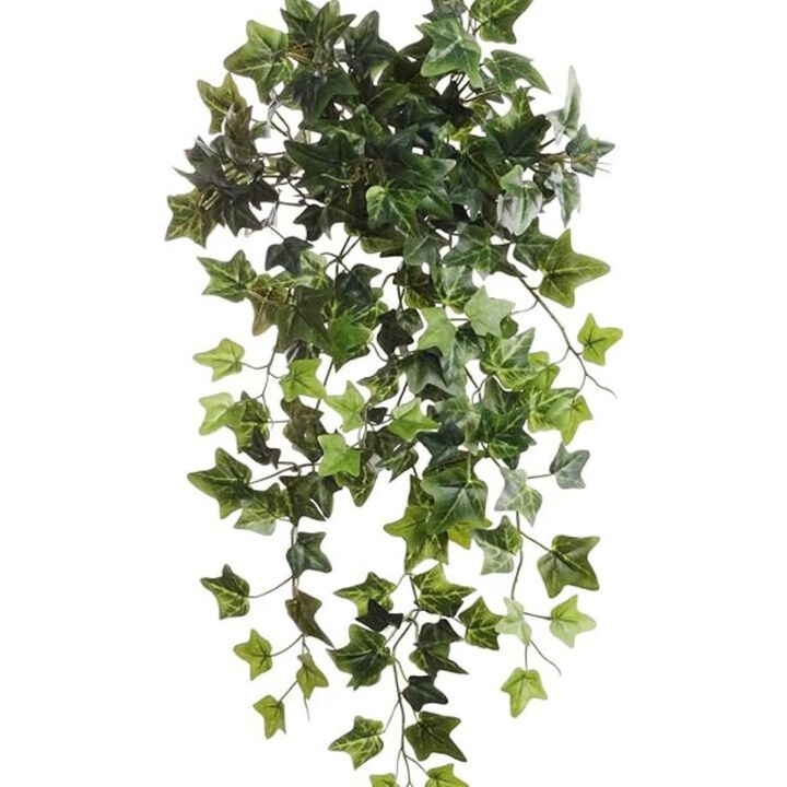 English Ivy Bush, Artificial Ivy Vine, Rich Green Hues, Hanging Basket Decor, Window Box Decor, Indoor Decoration, Outdoor Planter - 19" Faux