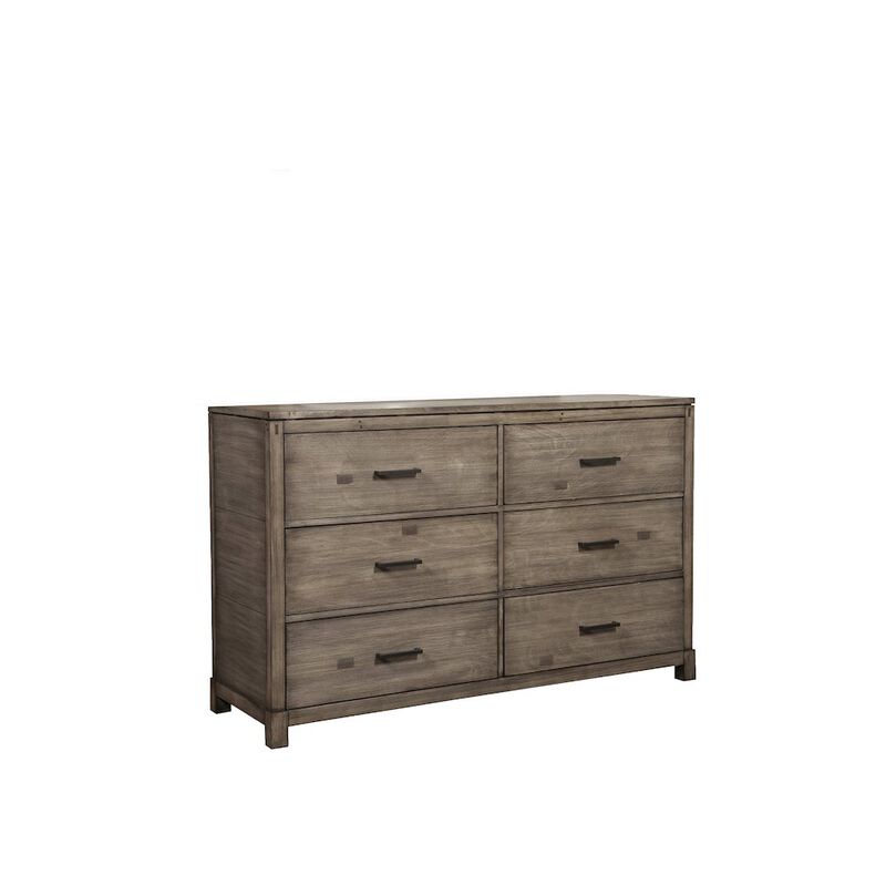 Alpine Furniture Sydney 6 Drawer Dresser, Weathered Grey