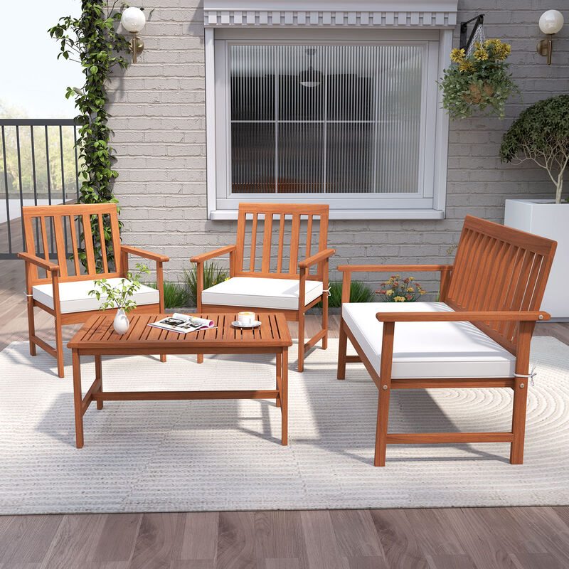 4-Piece Outdoor Furniture Set with Seat Cushions for Patio or Garden Seating