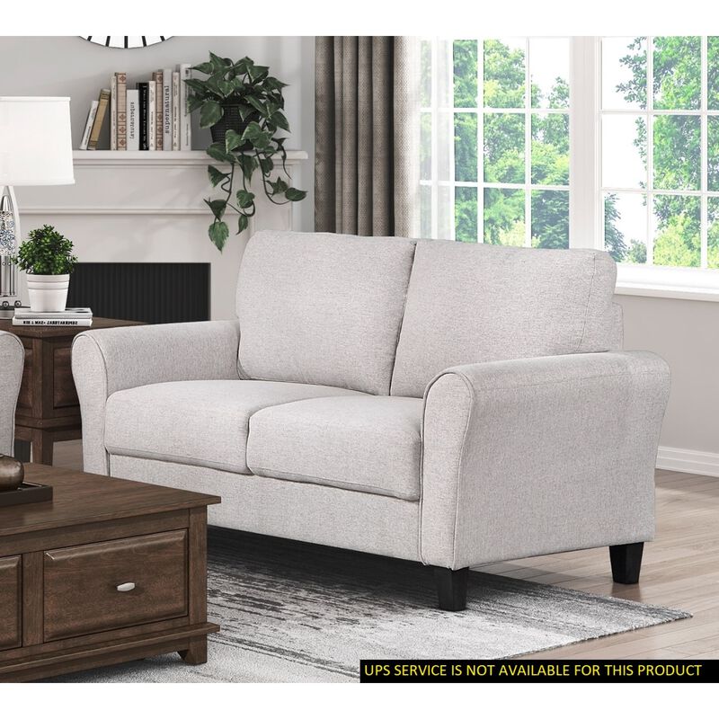 Streamdale Transitional Sand Fabric Loveseat with Attached Cushion image number 1