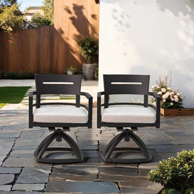 2-Piece Aluminum Swivel Rocker Set – Outdoor Patio Chairs with Durable Sunbrella Cushions for Porch & Garden