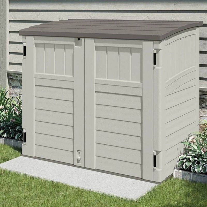 Secure Outdoor Plastic Trash Can Storage – Heavy-Duty Garbage Bin Organizer Shed