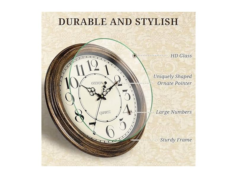 Vintage Retro Wall Clock 18 Inch Silent Non Ticking Battery Operated image number 2