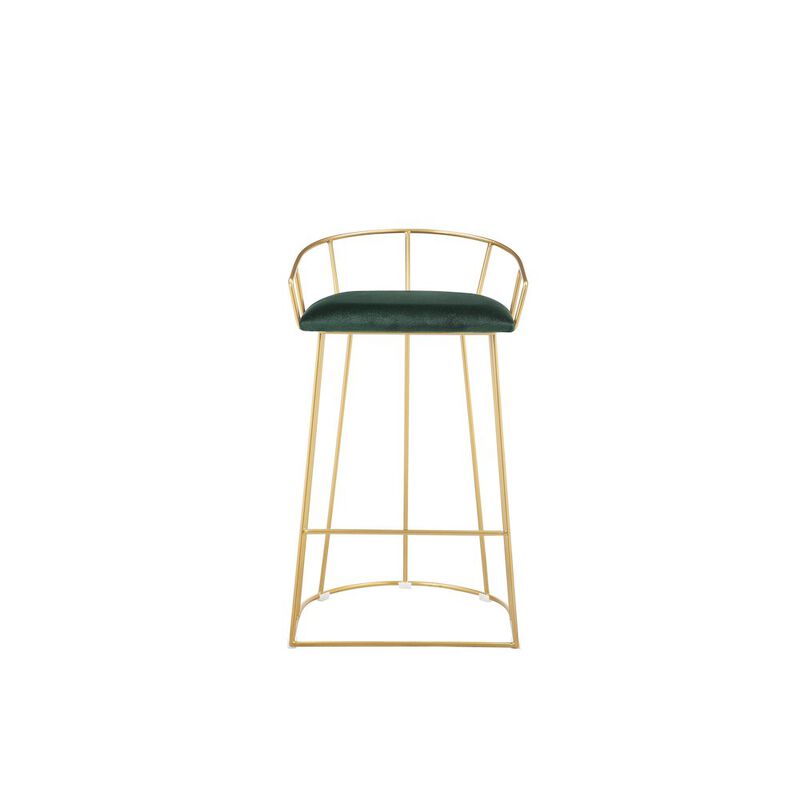 Pangea Home Jillian Gold Counter Stool Green Velvet