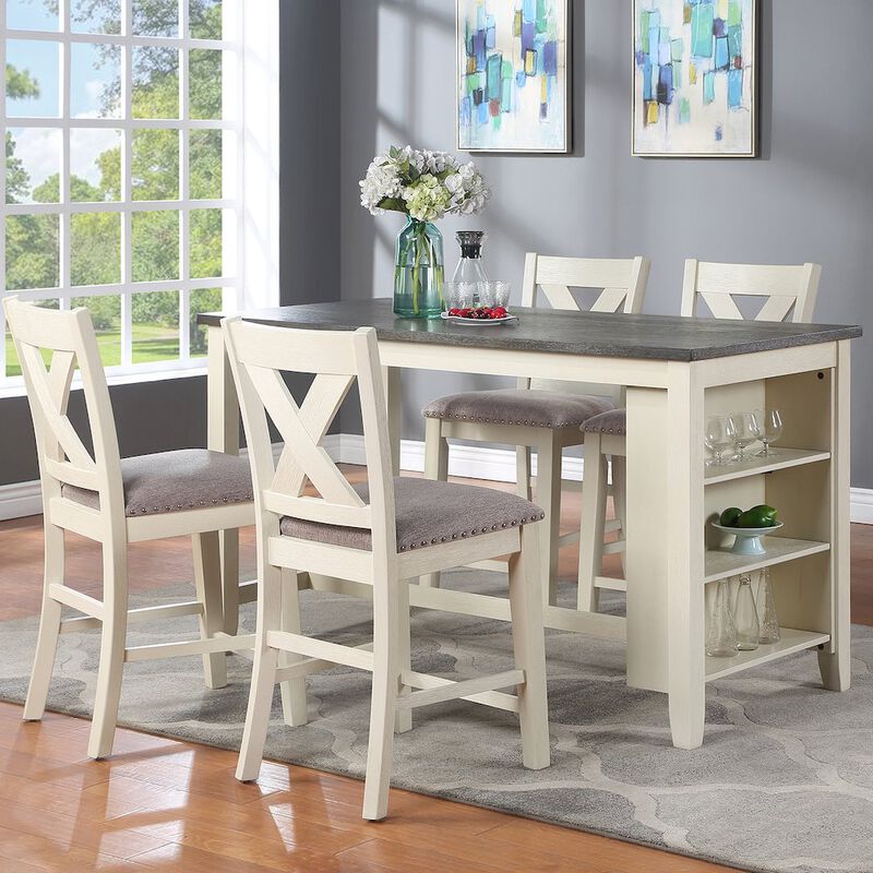 Simple Relax Rectangle Counter Height Dining Table in Grey and White image number 4