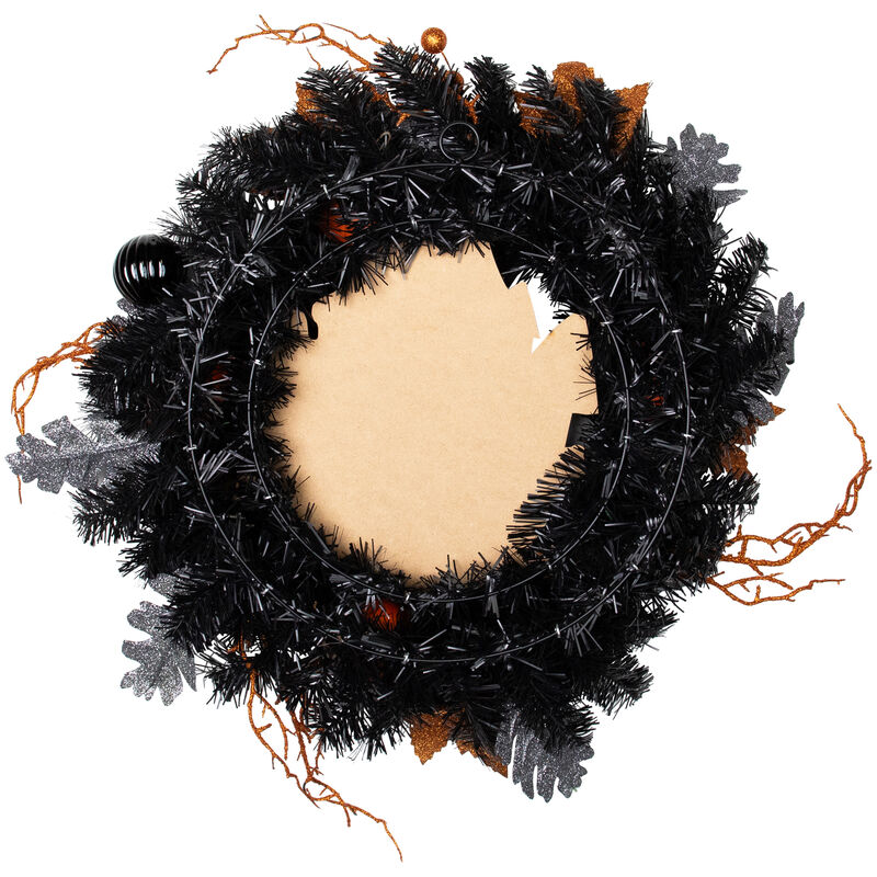 Orange and Black Haunted House Halloween Wreath  24-Inch  Unlit image number 7