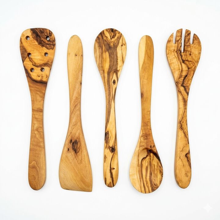 Olive Wood Kitchen Servers Set -5 pcs