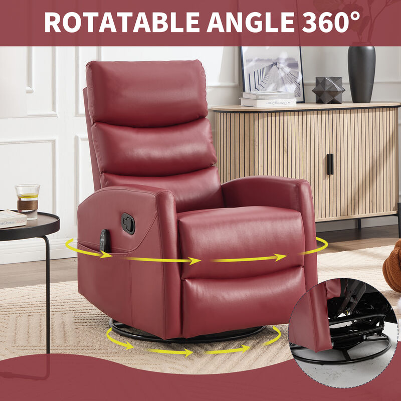 Faux Leather Manual Recliner Chair Swivel Rocker Recliner with Heat & Massage image number 7