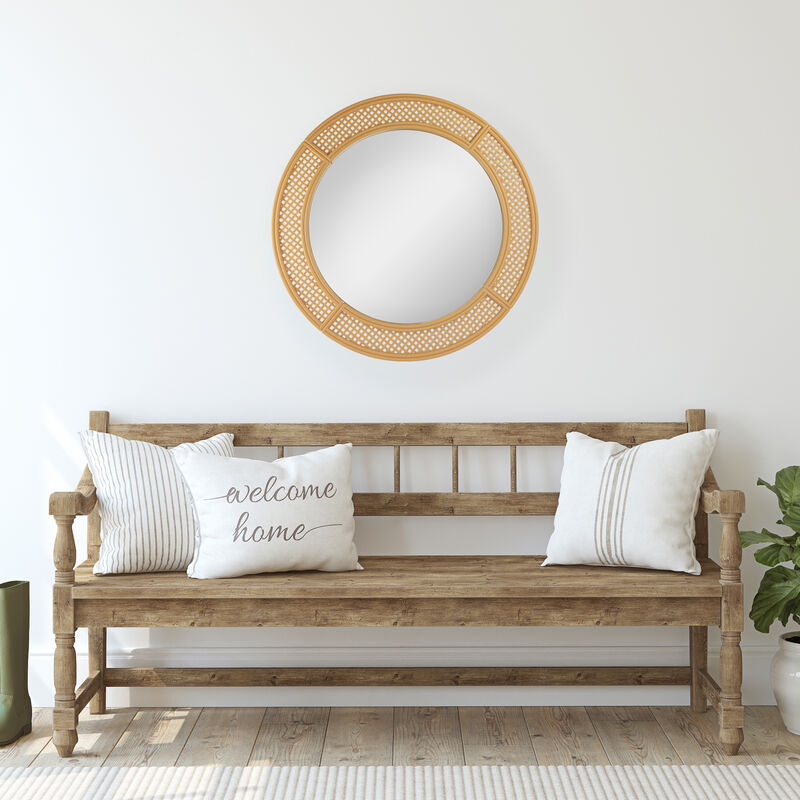 30" Round Woven Style Wall Mirror image number 1