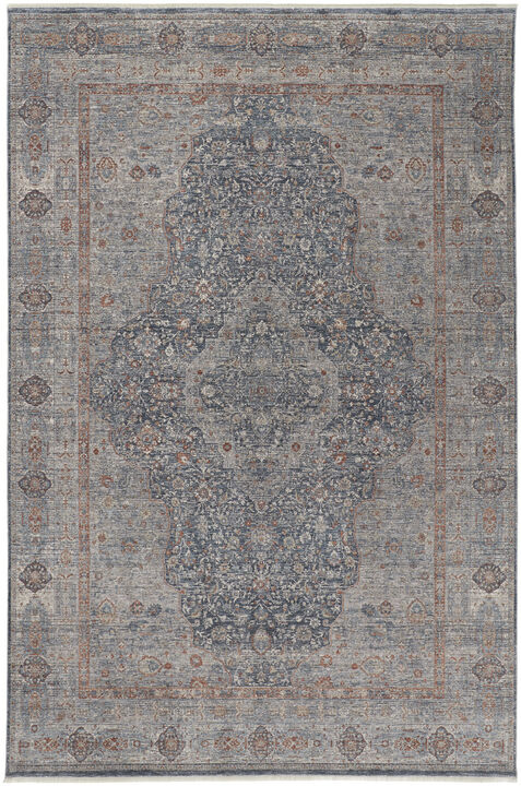 HomeRoots Oriental Power Loom Worn Faded Area Rug With Fringe