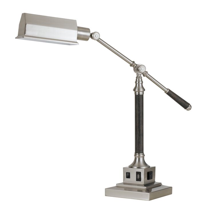 60 Watt Metal Desk Lamp with Adjustable Arm and Head, Silver-Benzara