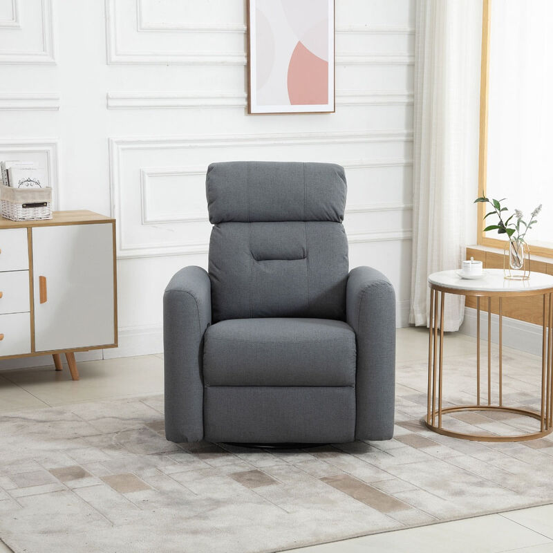 360°Swivel Manual Recliner Chair 150Â°Reclining Angle Lounge Reclining Chair with Thick Padding and Steel Frame for Living Room Bedroom - Grey image number 2