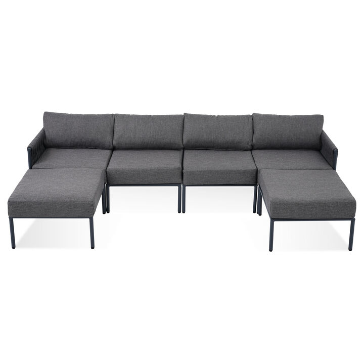 Merax Modern Metal Outdoor Conversation Set Sectional Sofa