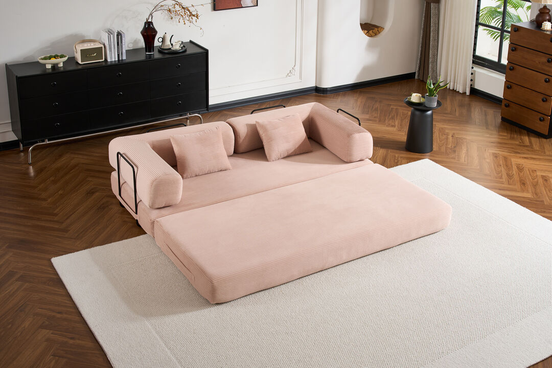 Cozy Convertible Sofa Bed with Cylindrical Pillow for Home Comfort